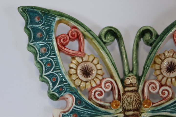 farfalla in ceramica di vietri decorata a mano 10 % made in Italy