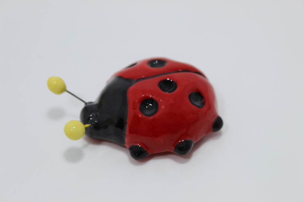 Red ladybug with antennae